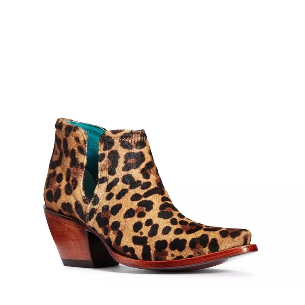 Ariat Leopard Print Ankle Booties with Teal Interior